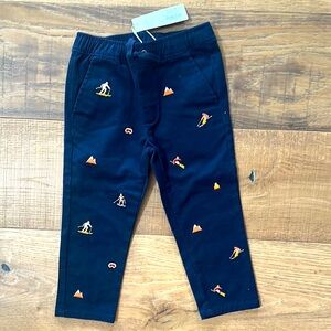 NWT Boy's Janie and Jack Ski Print Navy Pants 2T